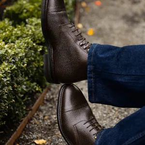 Lace boots with toe cap brown