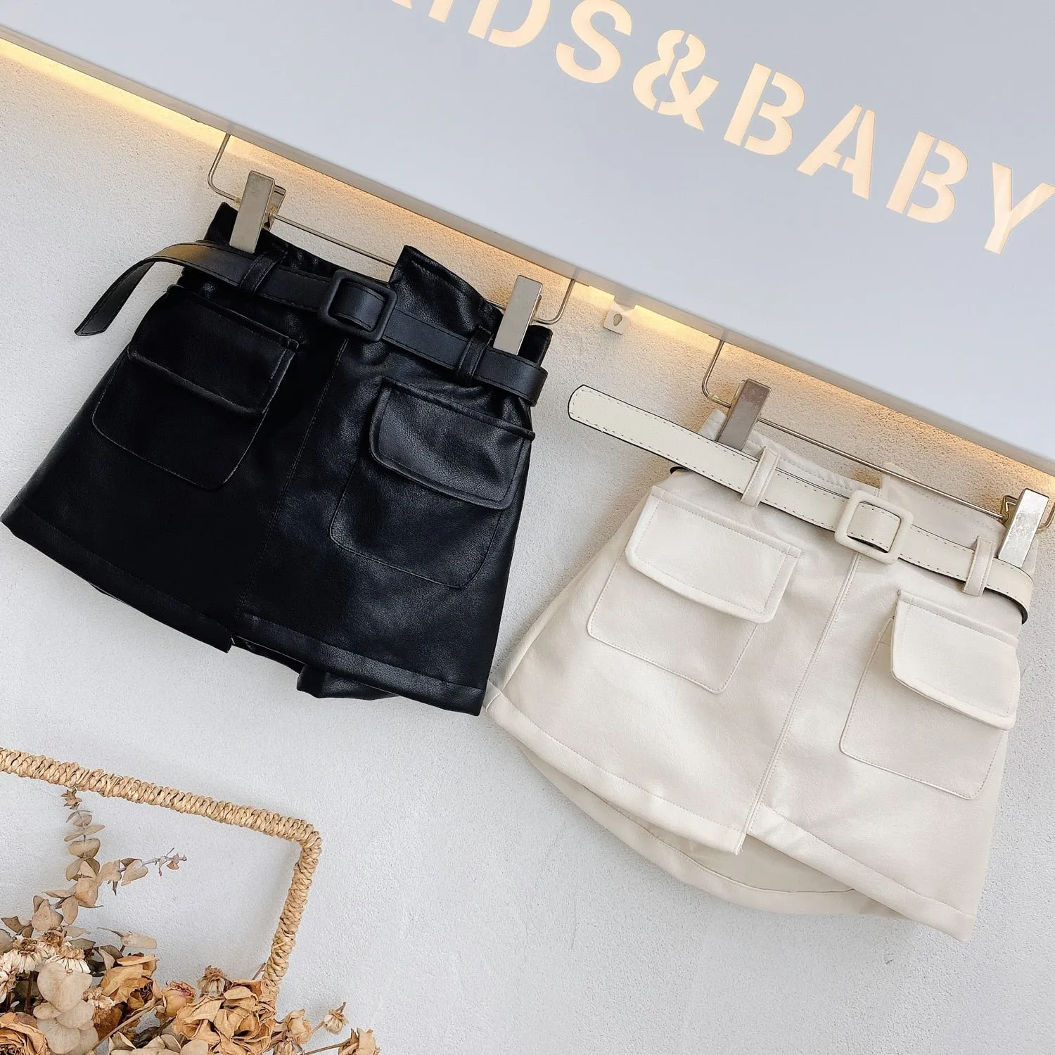 Leather Skirt with Belt