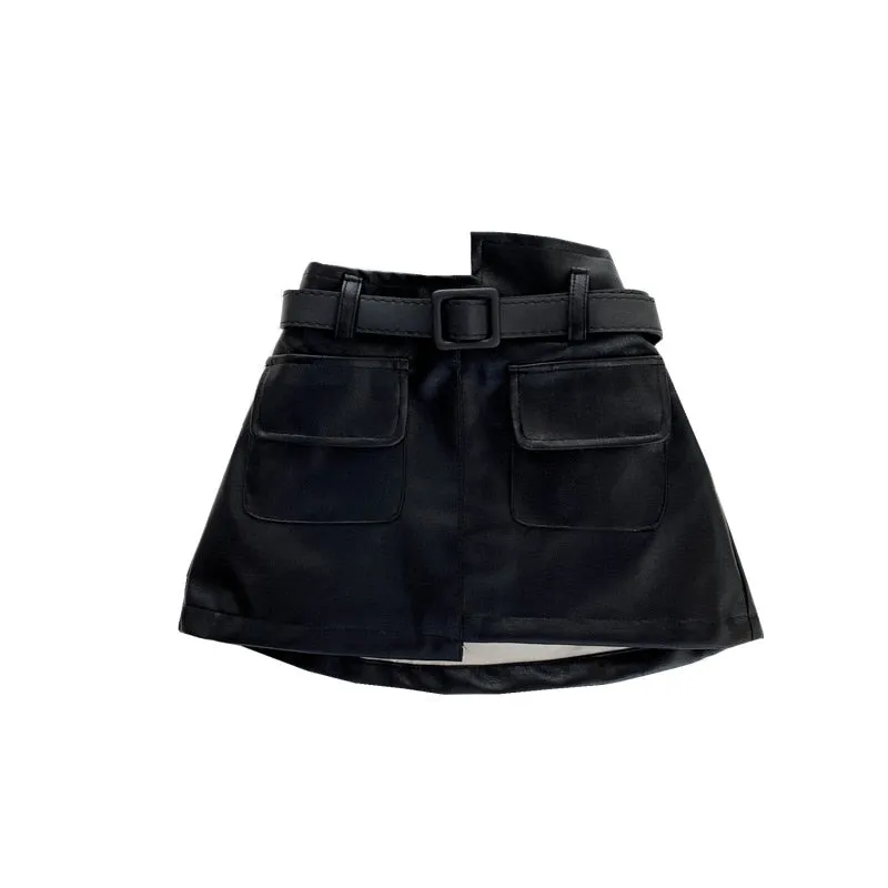 Leather Skirt with Belt