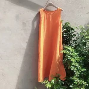 Long Sleeveless Linen Dress