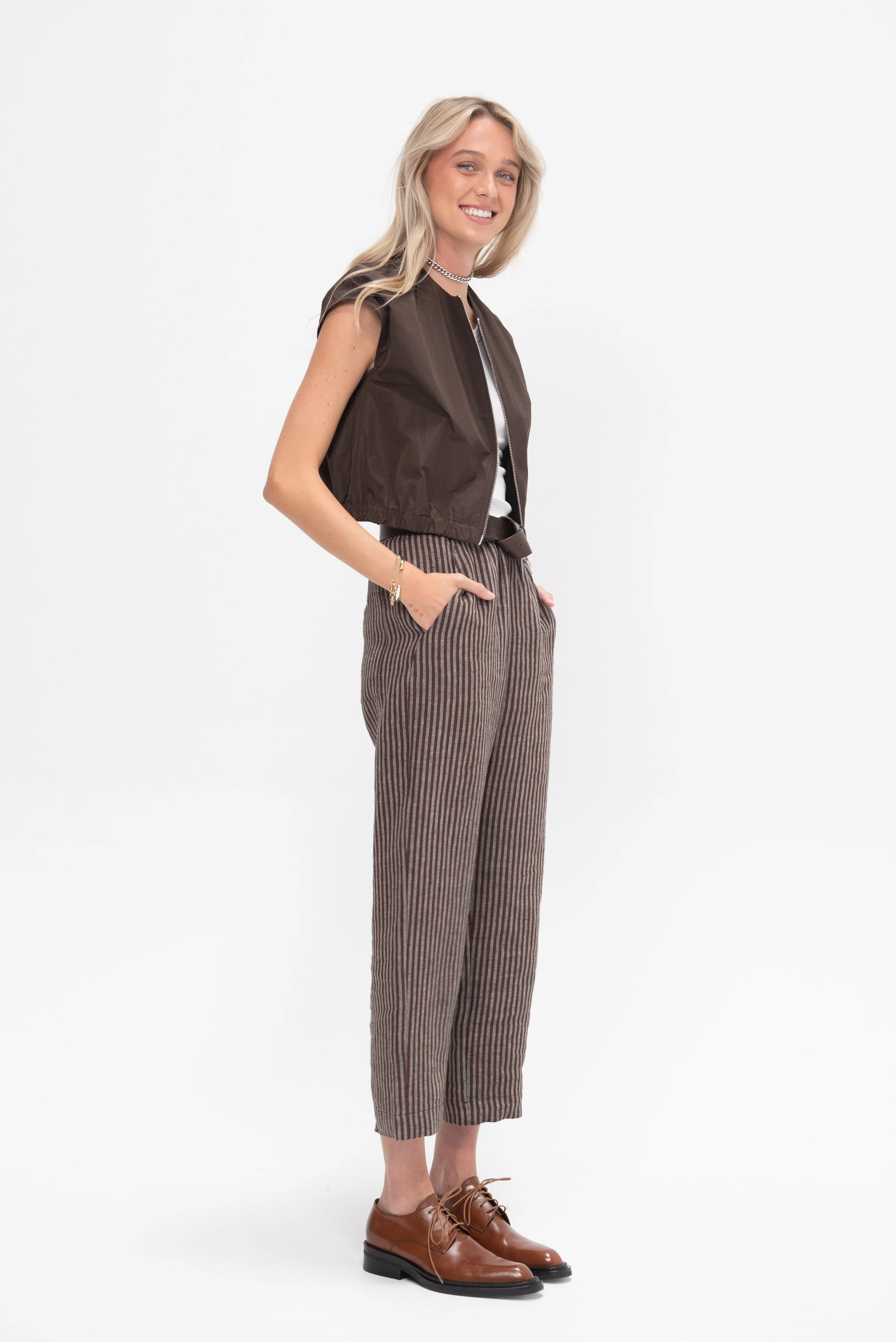 Lyla Pants, Brown Stripe