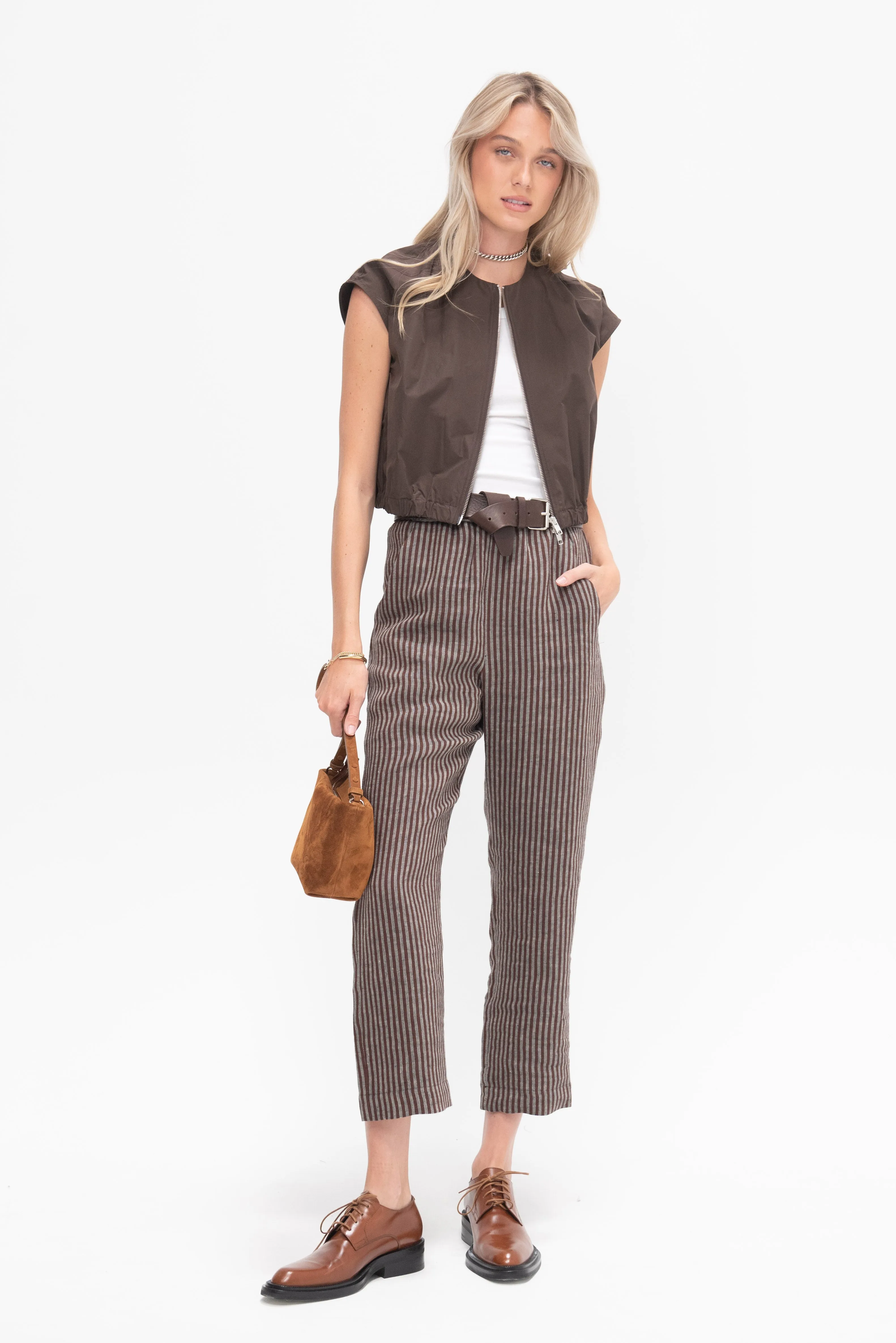 Lyla Pants, Brown Stripe