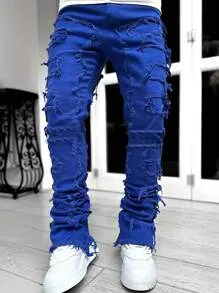 Men Plus Ripped Frayed Skinny Jeans