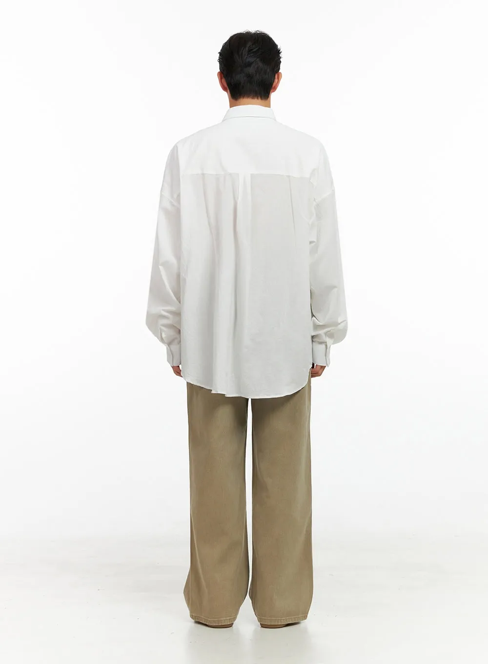 Men's Solid Cotton Wide-Leg Pants IN426