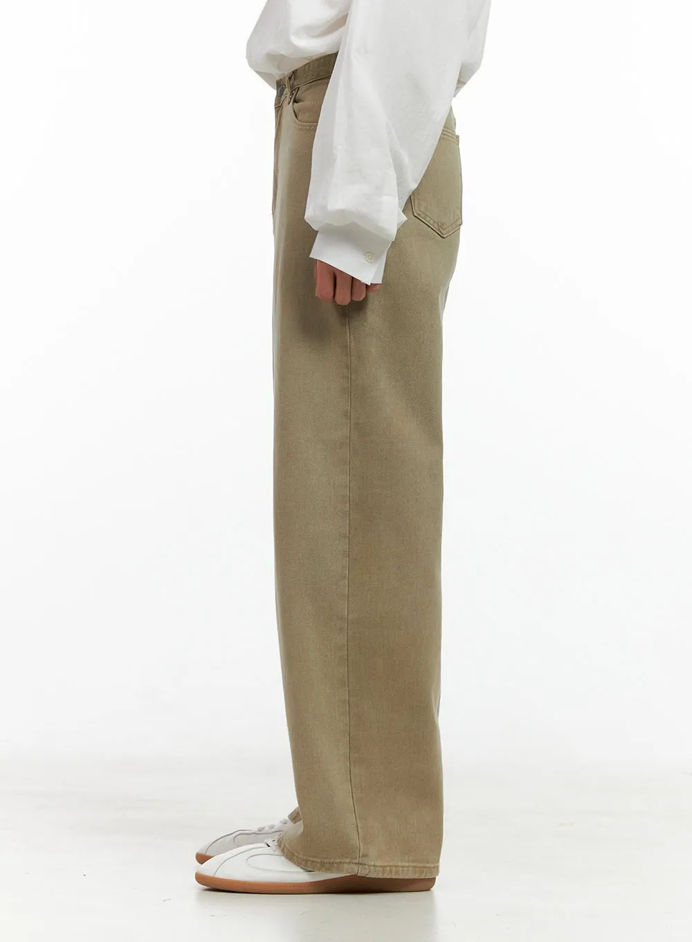 Men's Solid Cotton Wide-Leg Pants IN426