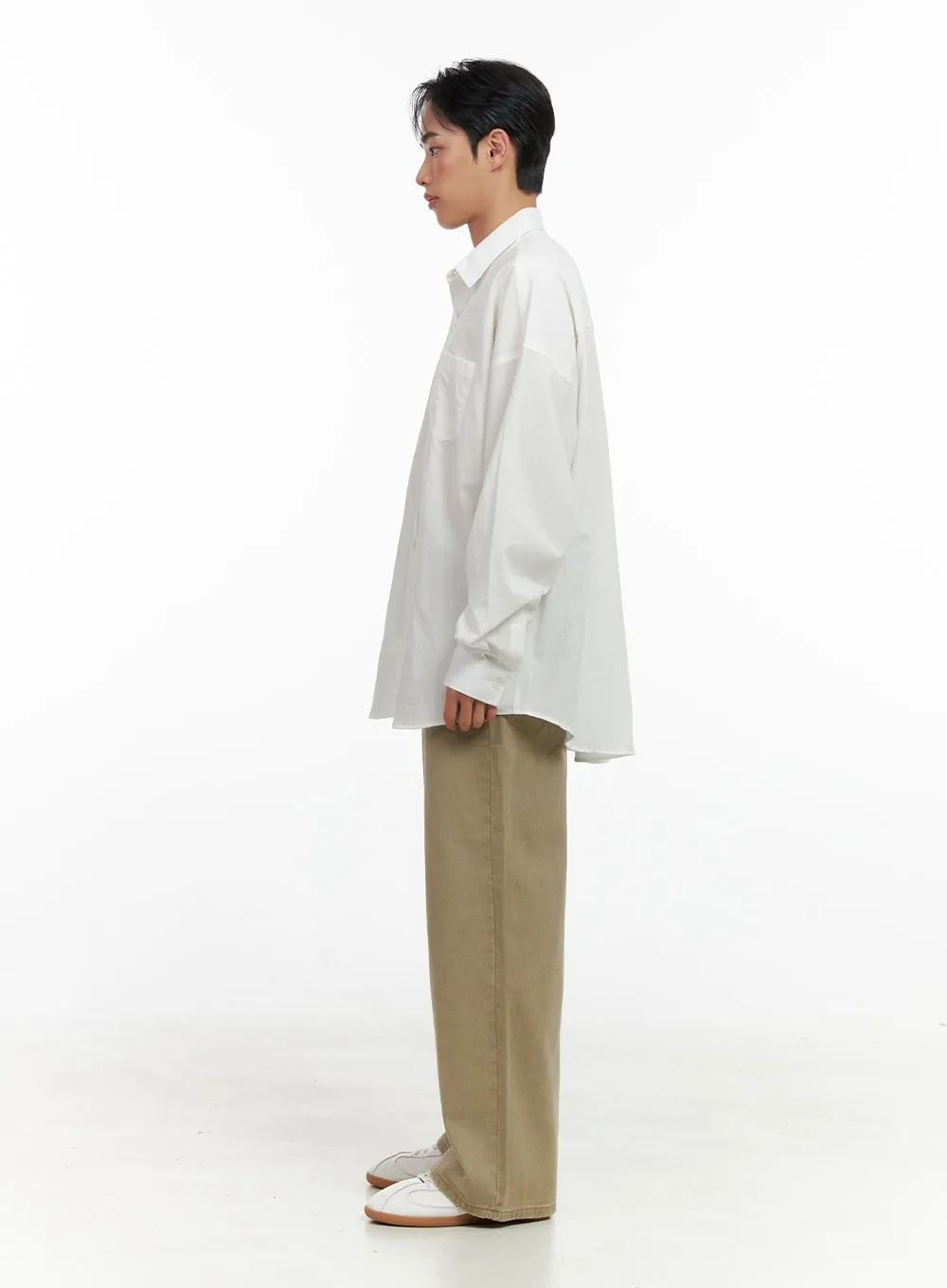 Men's Solid Cotton Wide-Leg Pants IN426