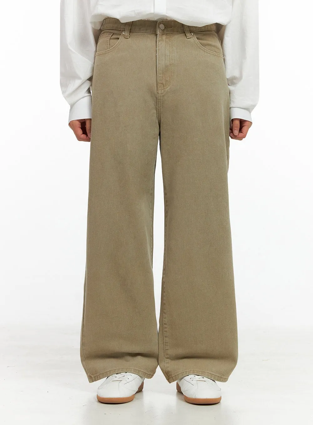 Men's Solid Cotton Wide-Leg Pants IN426
