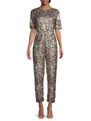 Mikael Aghal jumpsuit with metal sequins, metallic