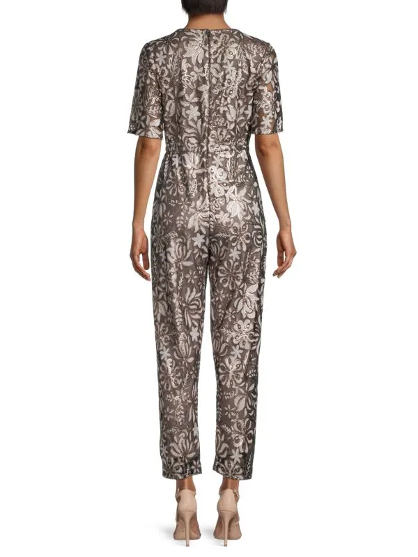 Mikael Aghal jumpsuit with metal sequins, metallic