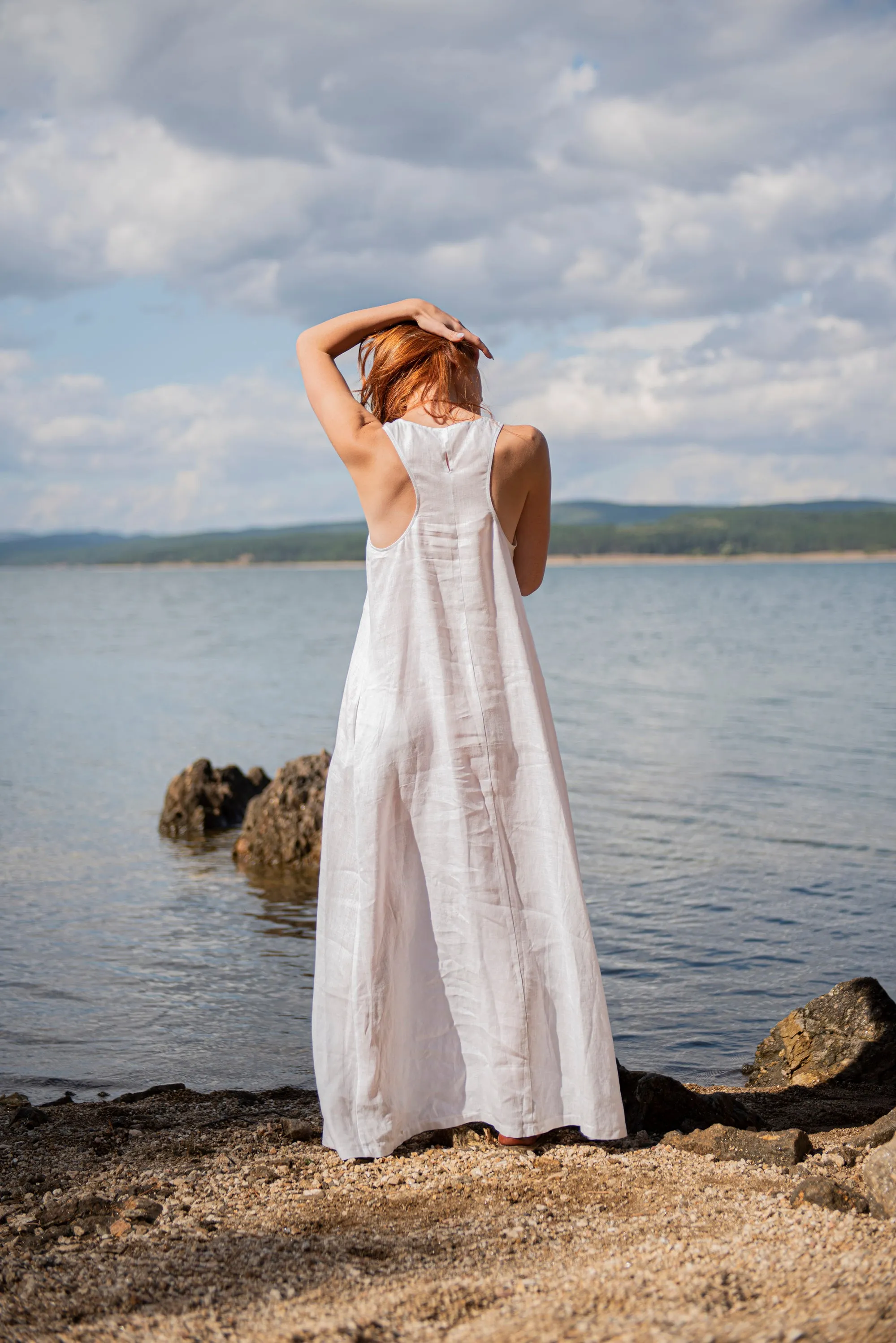 Minimalist Linen Dress in White