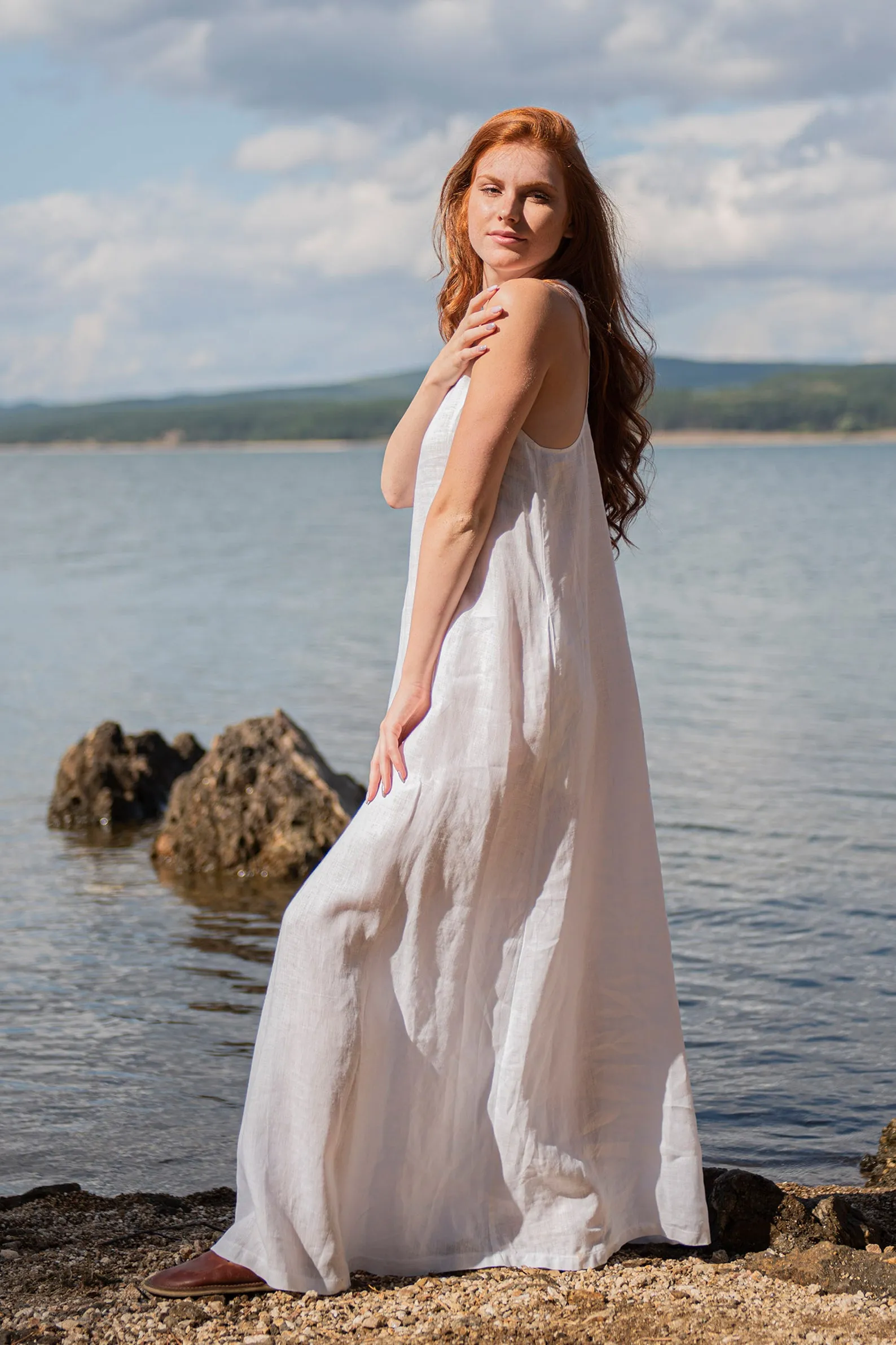 Minimalist Linen Dress in White