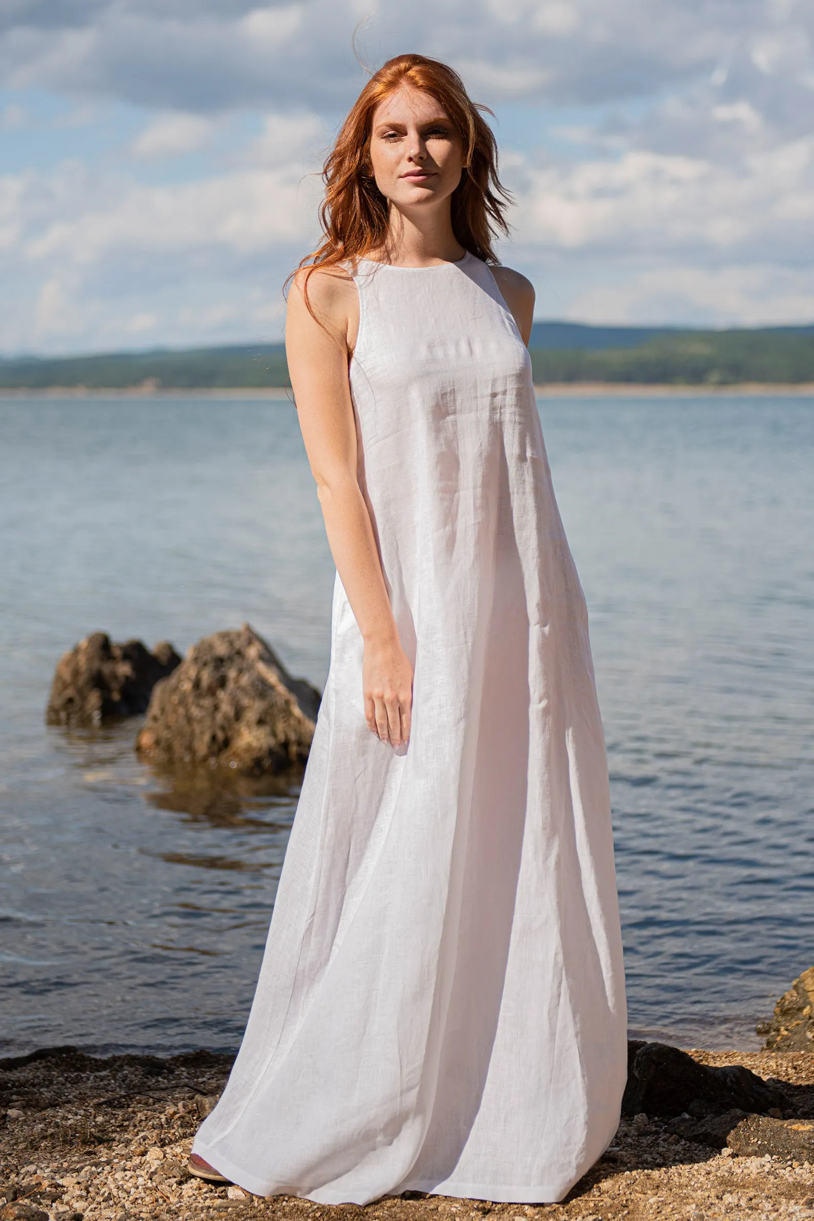 Minimalist Linen Dress in White