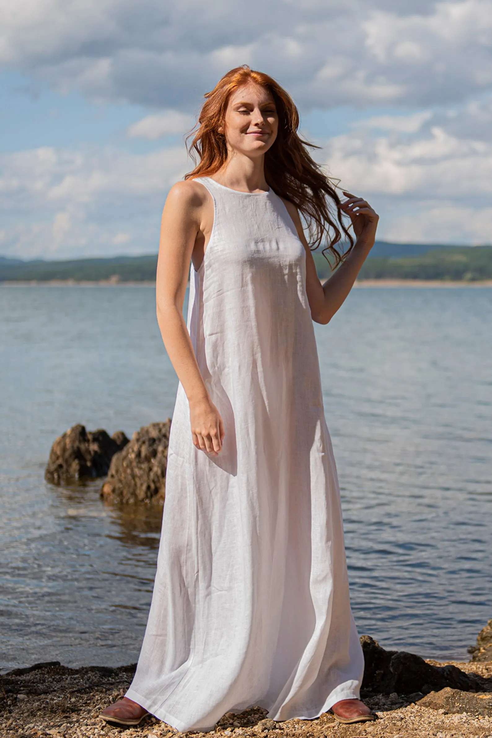 Minimalist Linen Dress in White