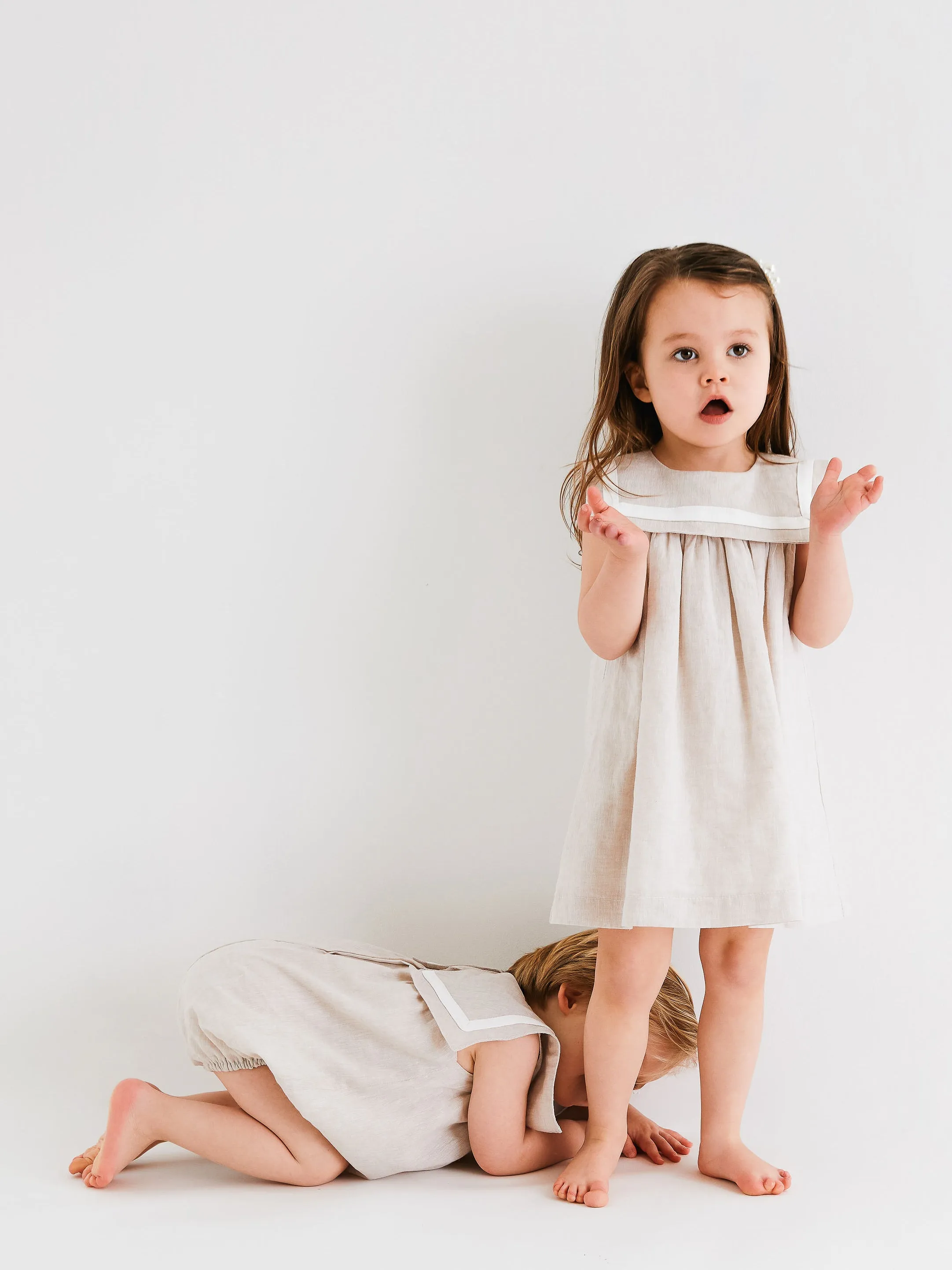 'Nelly' Beige Linen Dress