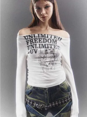 Off shoulder long sleeve T-shirt【s0000010410】