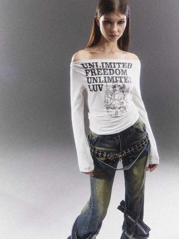 Off shoulder long sleeve T-shirt【s0000010410】