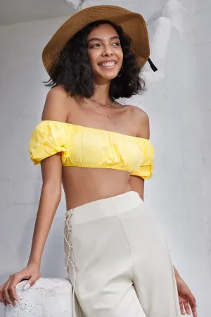 Off the Shoulder Puff Sleeve Crop Top