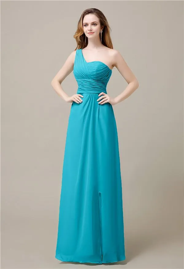 One-Shoulder A-line Sleeveless Floor-Length Bridesmaid Dresses