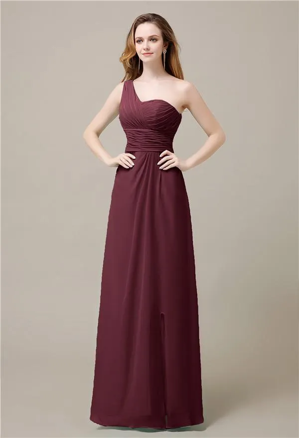 One-Shoulder A-line Sleeveless Floor-Length Bridesmaid Dresses