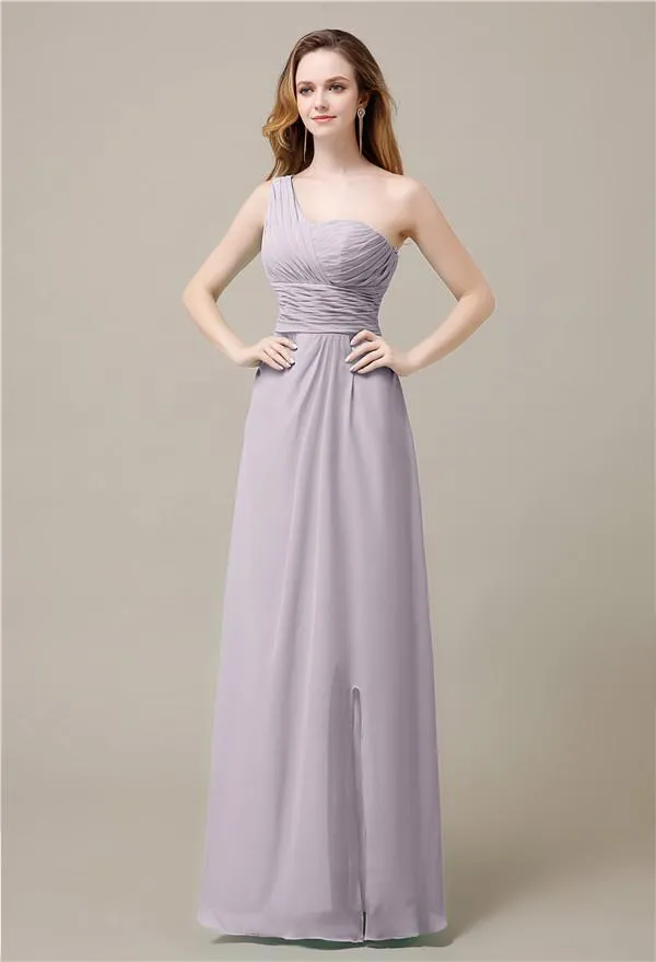 One-Shoulder A-line Sleeveless Floor-Length Bridesmaid Dresses