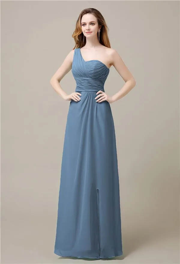One-Shoulder A-line Sleeveless Floor-Length Bridesmaid Dresses
