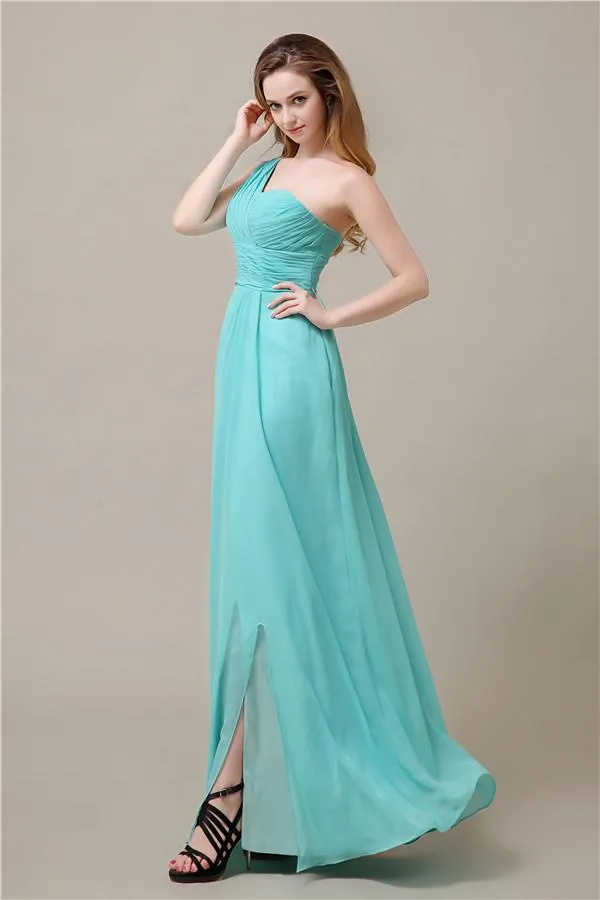 One-Shoulder A-line Sleeveless Floor-Length Bridesmaid Dresses