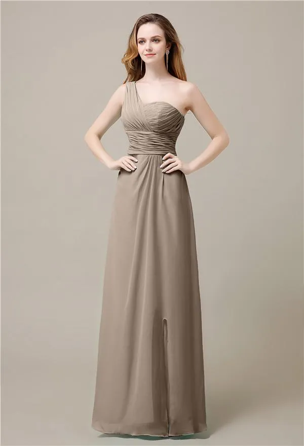 One-Shoulder A-line Sleeveless Floor-Length Bridesmaid Dresses