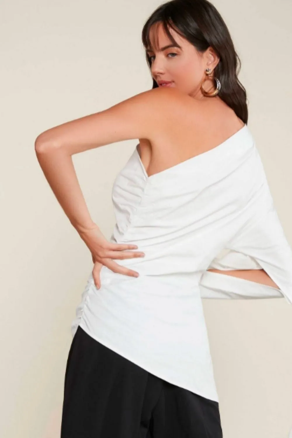 One Shoulder Ruched Detail Top