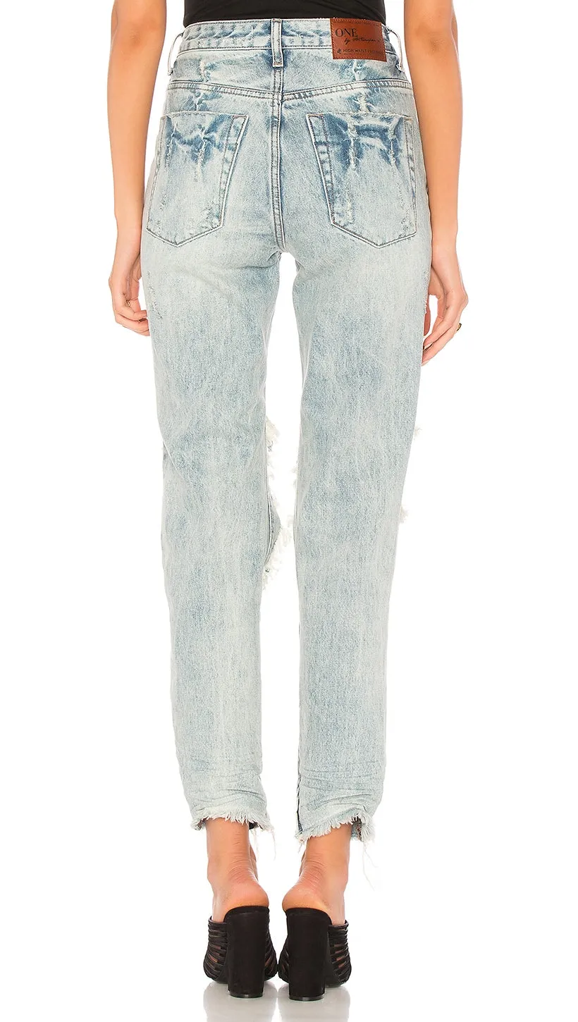 One Teaspoon High Waisted Freebird Jeans in Blue Hart