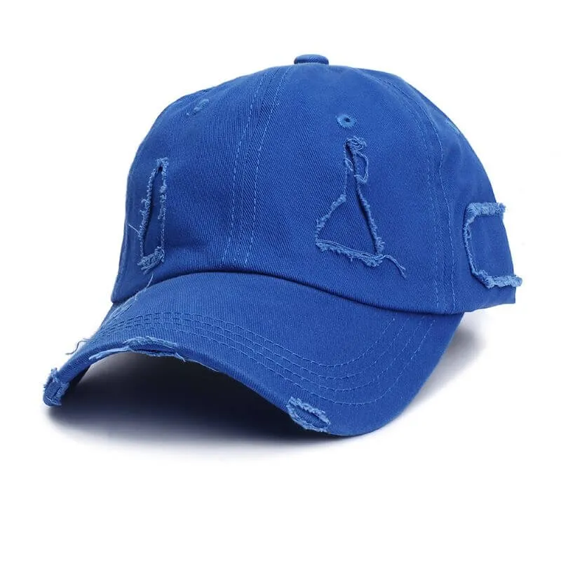 Ponytail Baseball Hat - Ripped Vintage Washed Cotton Cap