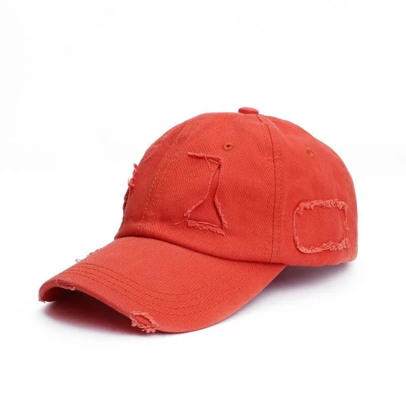 Ponytail Baseball Hat - Ripped Vintage Washed Cotton Cap