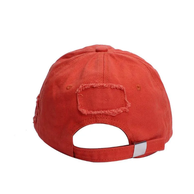 Ponytail Baseball Hat - Ripped Vintage Washed Cotton Cap