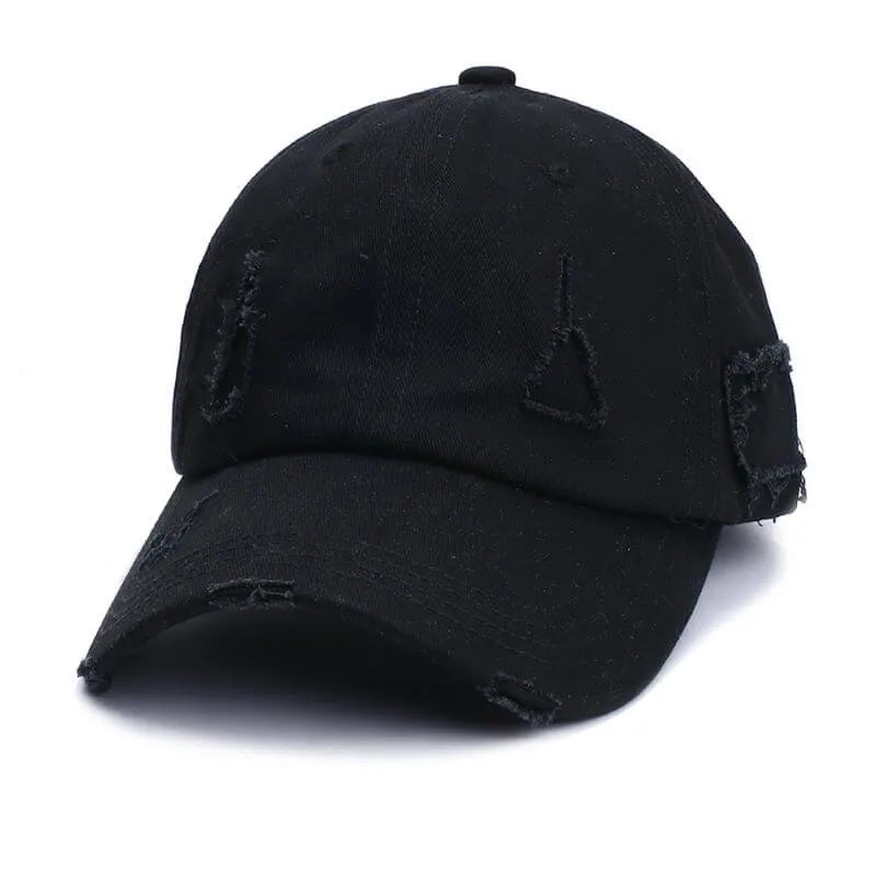 Ponytail Baseball Hat - Ripped Vintage Washed Cotton Cap