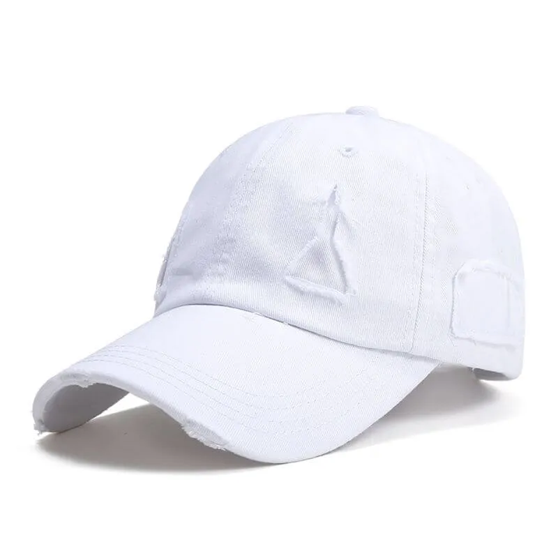 Ponytail Baseball Hat - Ripped Vintage Washed Cotton Cap