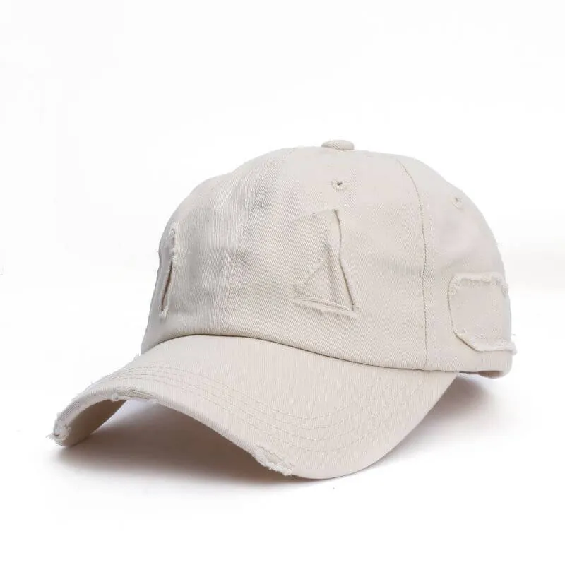 Ponytail Baseball Hat - Ripped Vintage Washed Cotton Cap