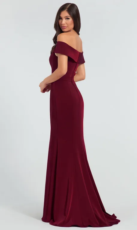 Private Label AB200016 Burgundy Off the Shoulder Bridesmaid / Mother of the Bride Dress