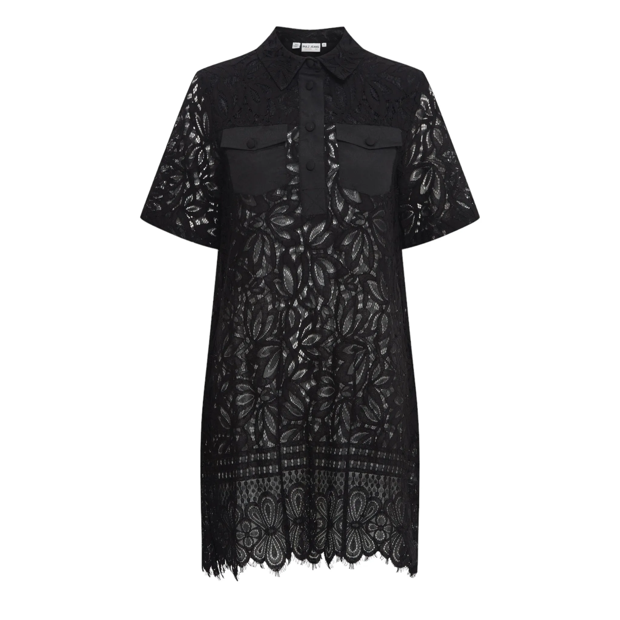 Pulz Dandy Short Sleeve Dress Black