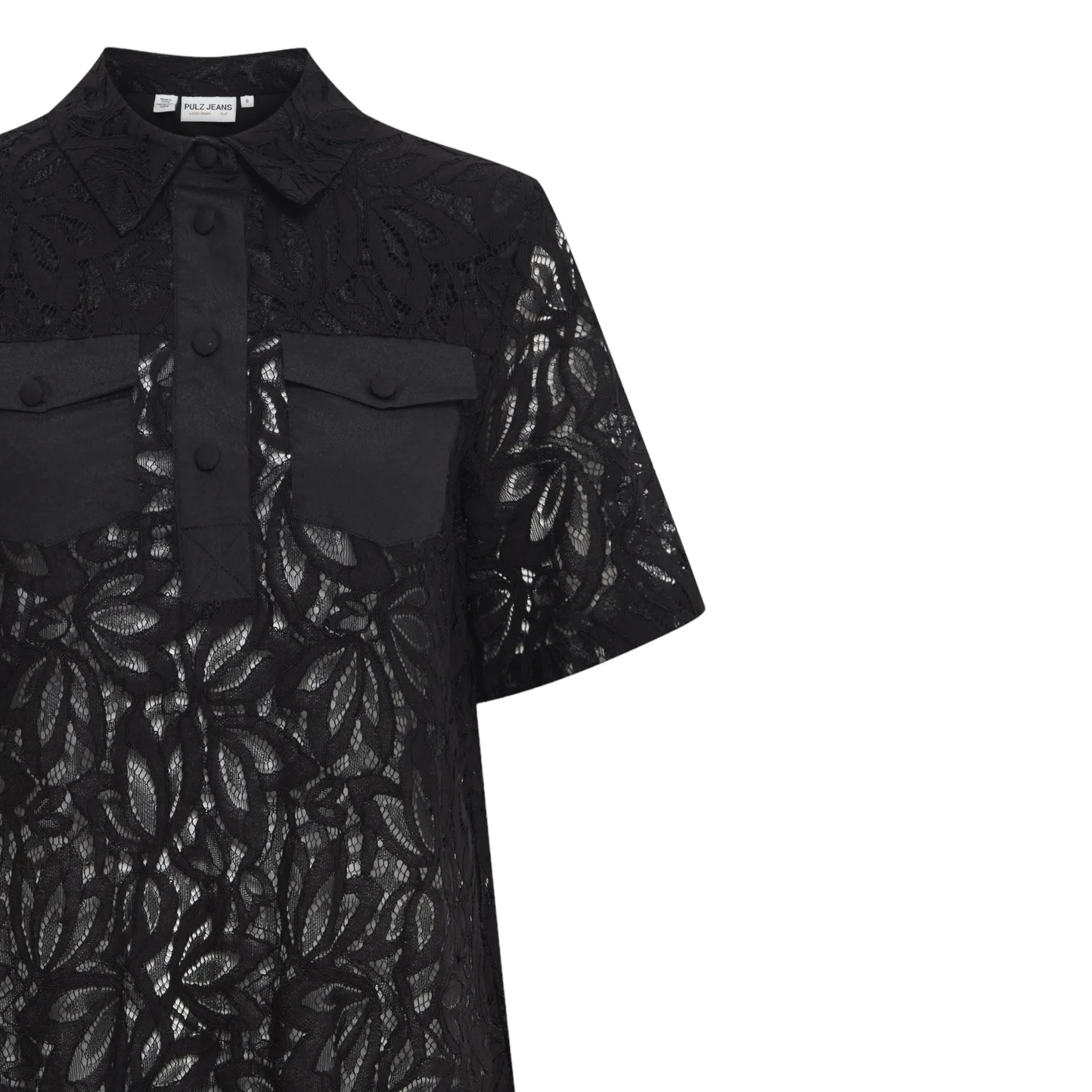 Pulz Dandy Short Sleeve Dress Black