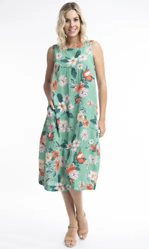 Rayon/Linen Dress Bubble Sleeveless Kaleici