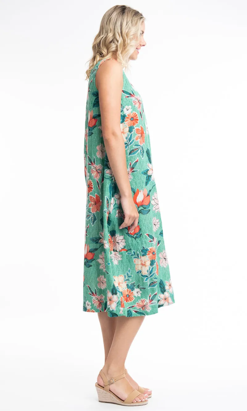 Rayon/Linen Dress Bubble Sleeveless Kaleici