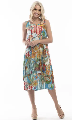 Rayon/Linen Dress Bubble Square Neckline Marsaxlokk