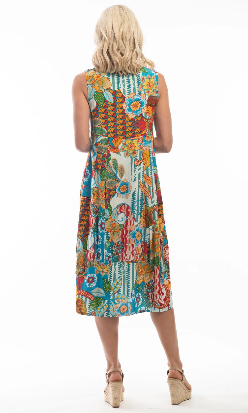 Rayon/Linen Dress Bubble Square Neckline Marsaxlokk