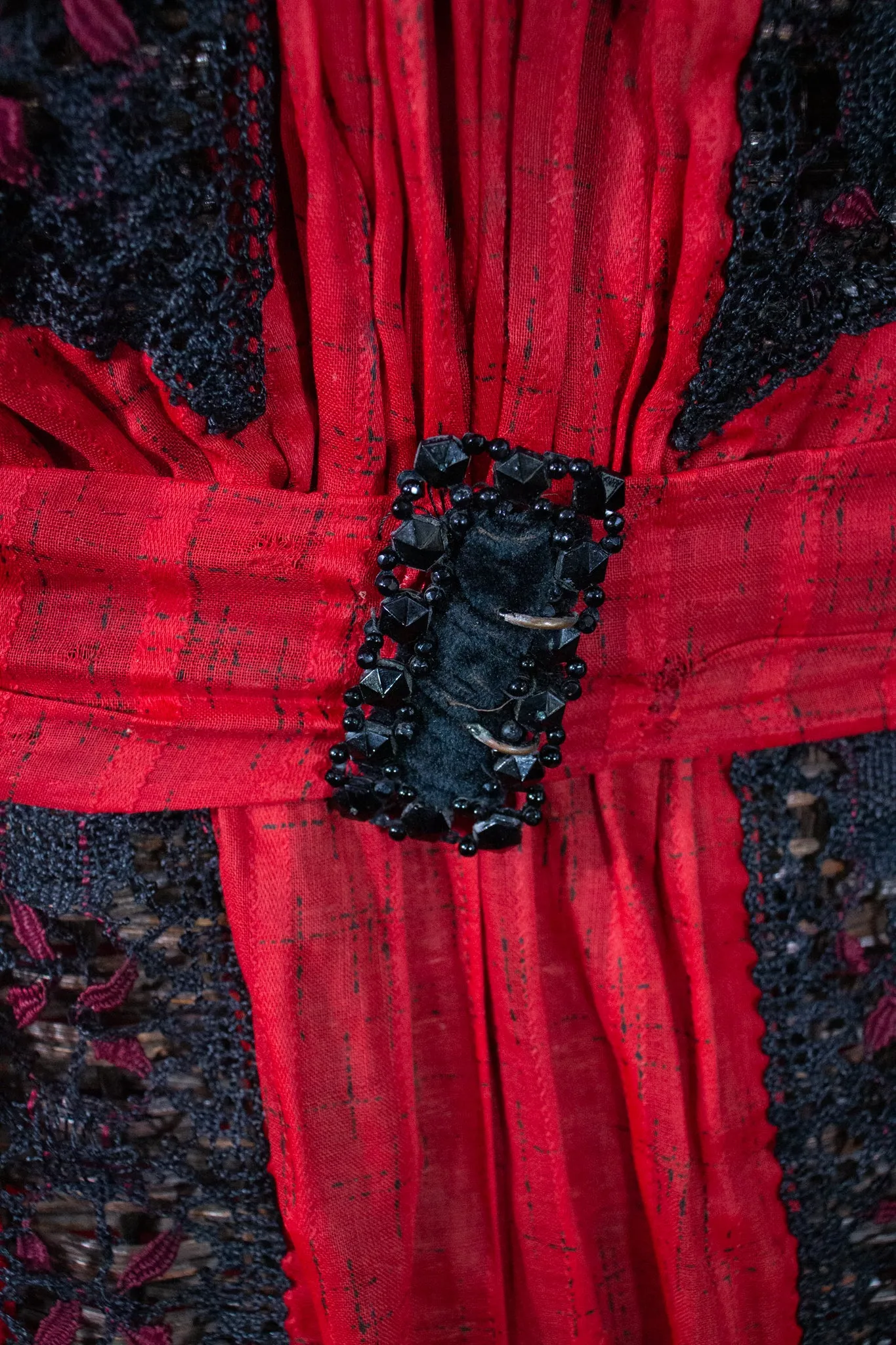 Red and Jet Beaded Edwardian Dress