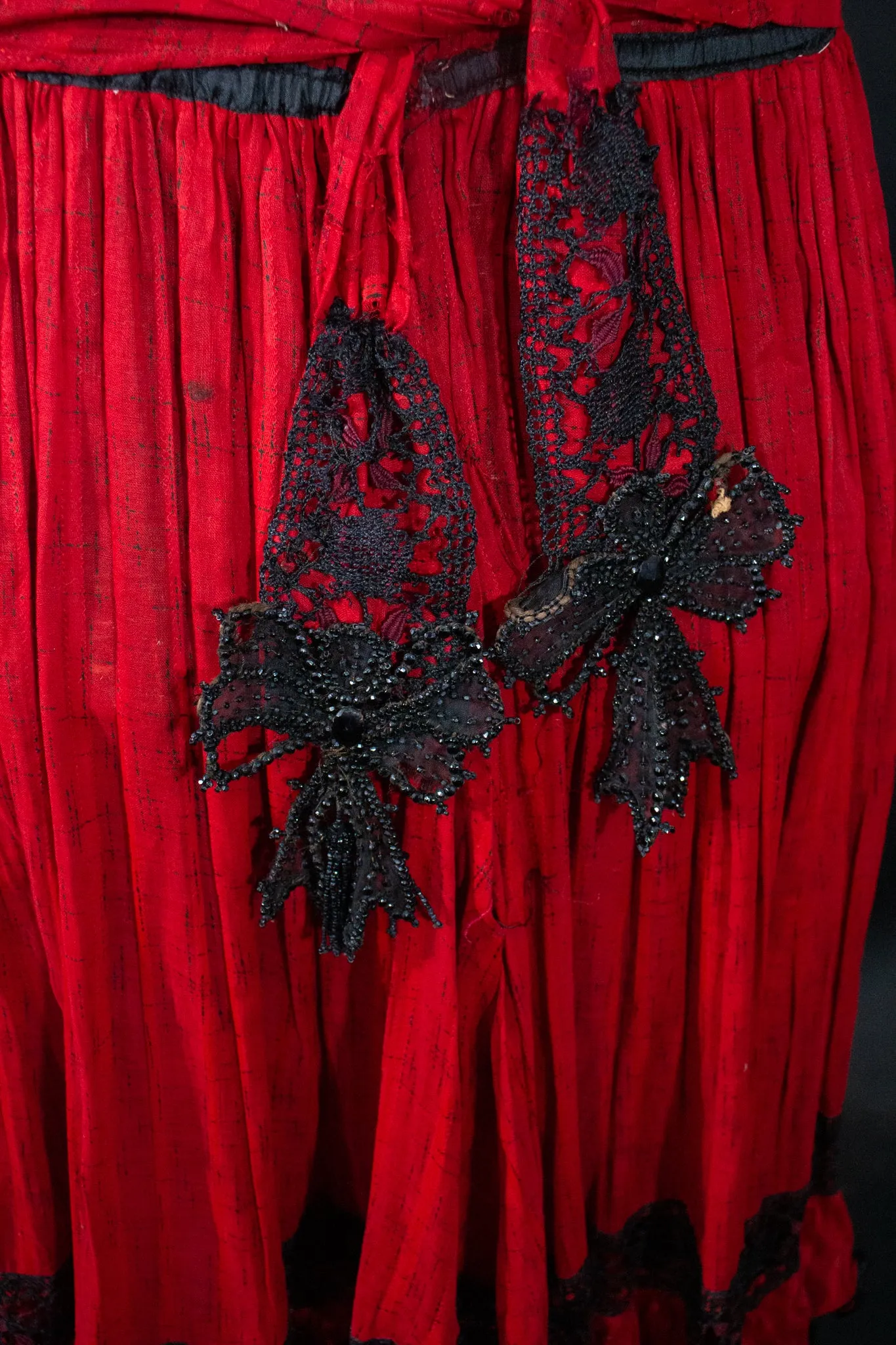Red and Jet Beaded Edwardian Dress