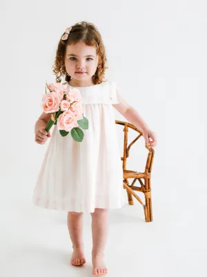 'Rose' Pink & Ivory Stripe Linen Dress