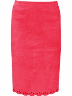 Scully Womens Straight Red Suede Skirt
