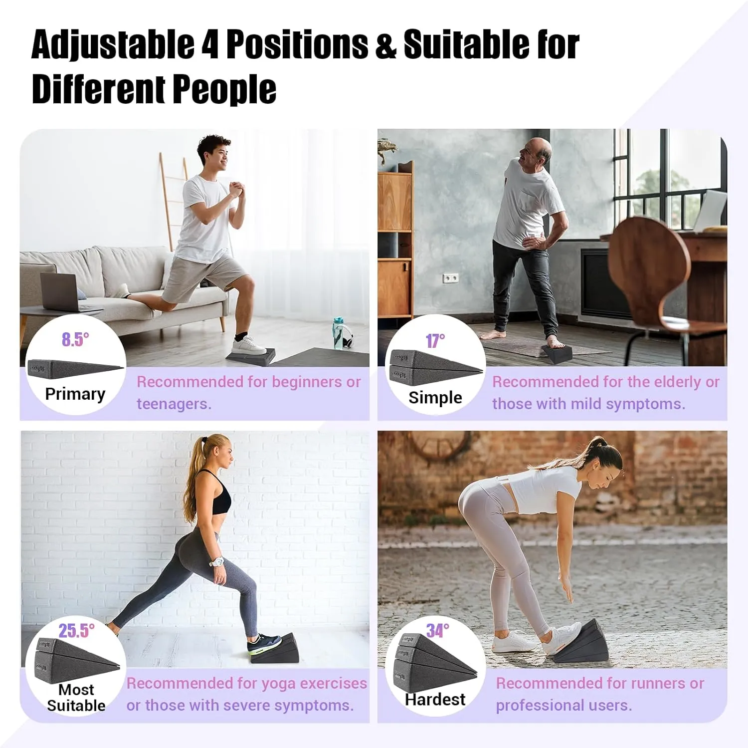 Slant Board Foot/Calf Stretcher, 3 Pcs Incline Board for Squats for Plantar Fasciitis Physical Therapy Equipment
