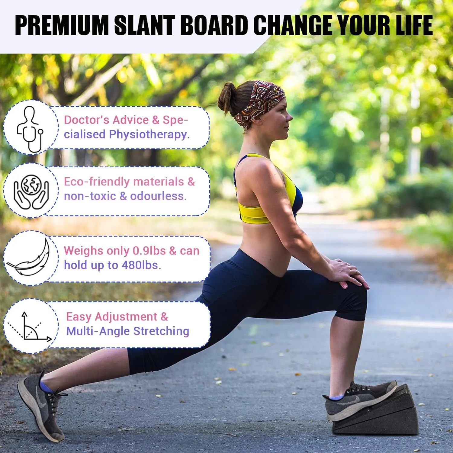 Slant Board Foot/Calf Stretcher, 3 Pcs Incline Board for Squats for Plantar Fasciitis Physical Therapy Equipment