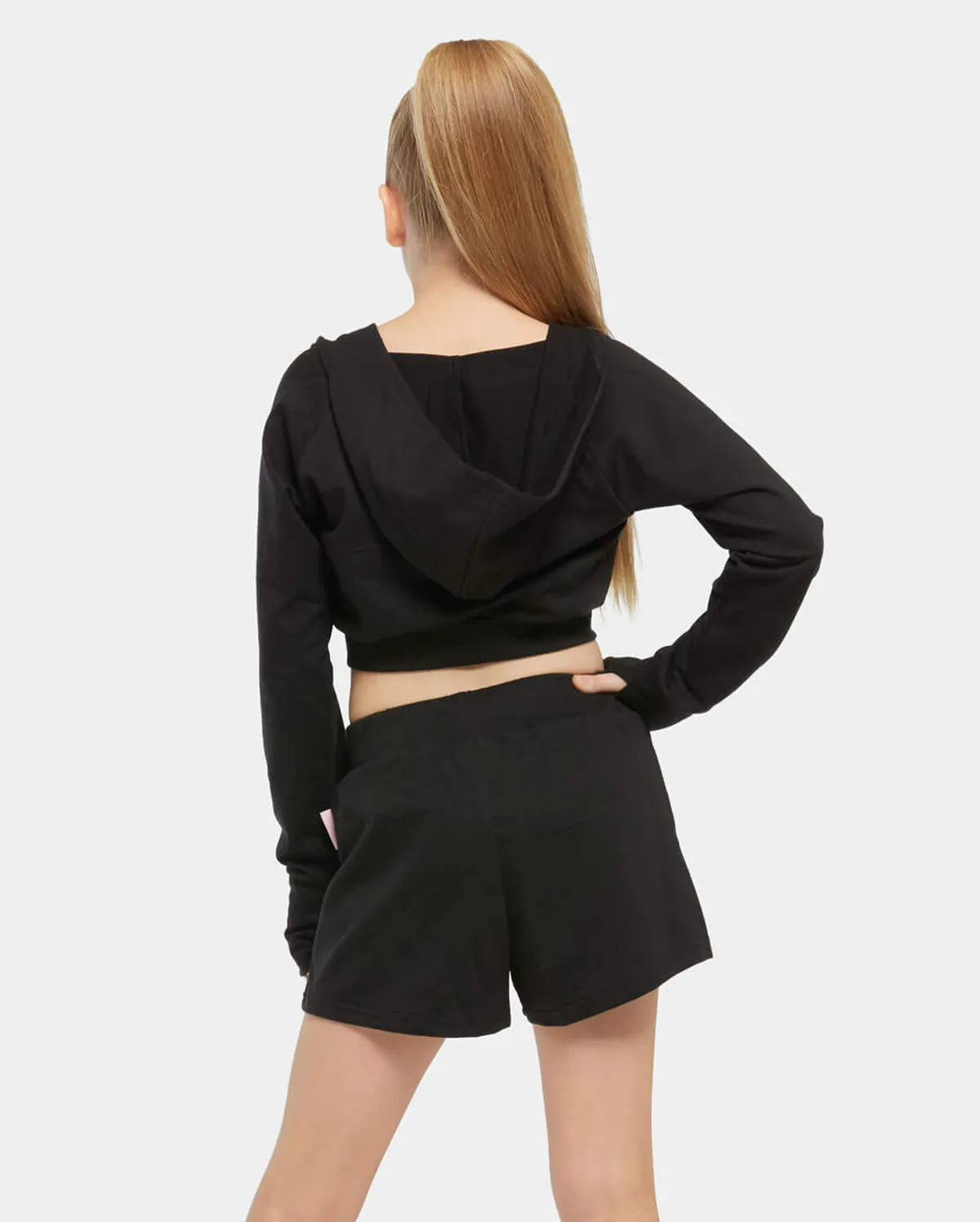 Studio 7, Warm Up Cropped Hoodie, Black, Childs, CWUT01