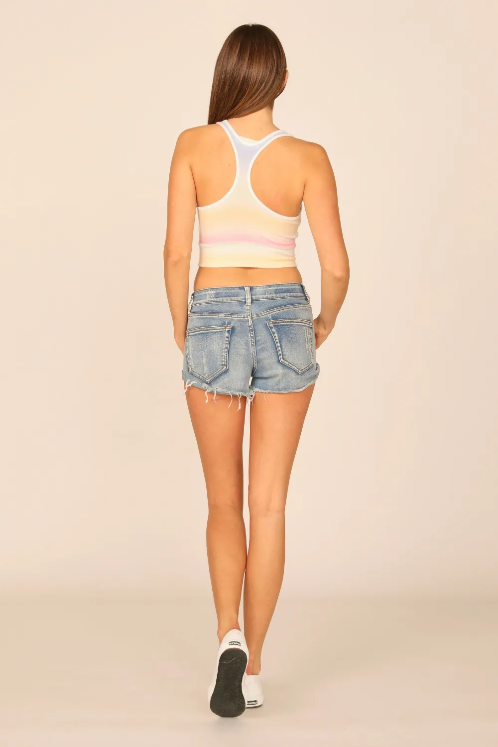 Sunstruck Ombre Tie Dye Brushed Hacci Racerback Crop Top